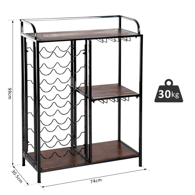 HOMCOM 7-tier 21 Bottles Wine Rack, 74Lx30.5Wx99H cm-Black/Brown