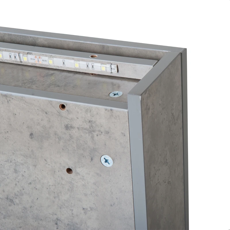 Kleankin Wall-Mount Bathroom LED Mirrored Cabinet, 63Wx68Hx13.5T cm-Cement Grey