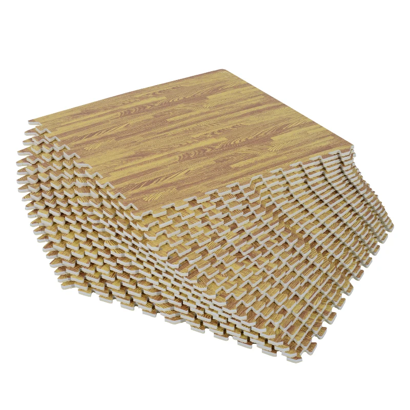 HOMCOM 24 Pcs Interlocking EVA Foam Mats Set-Grain Colour