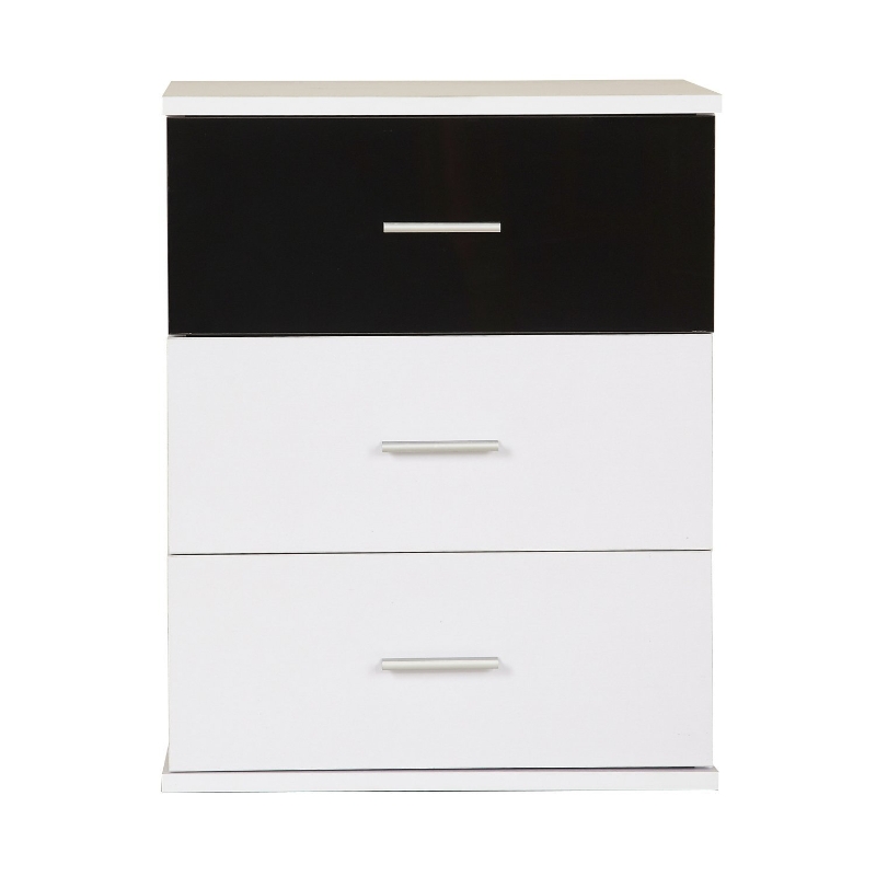 HOMCOM 140Wx38Dx31H cm Bedside Table, 3 Drawers-White/Black