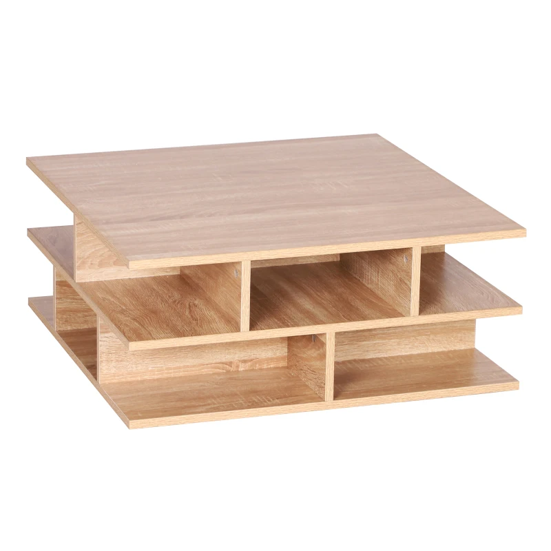 HOMCOM Coffee Table 12 Cubes Square Storage, 70W x 70D x 29Hcm-Oak