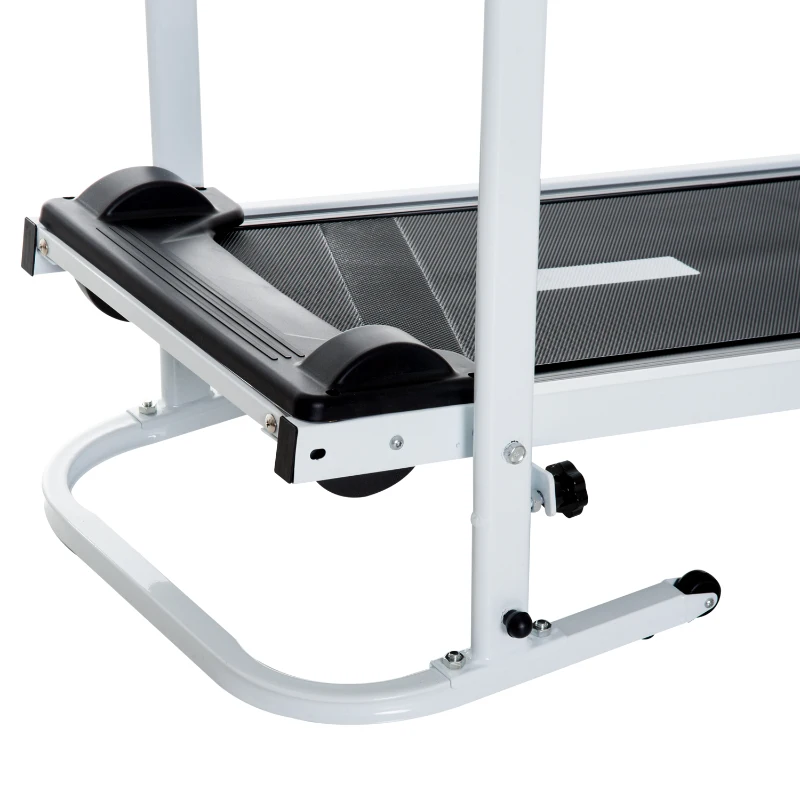 HOMCOM Twin Flywheel Folding  Manual Treadmill for Home Gym-Black/White