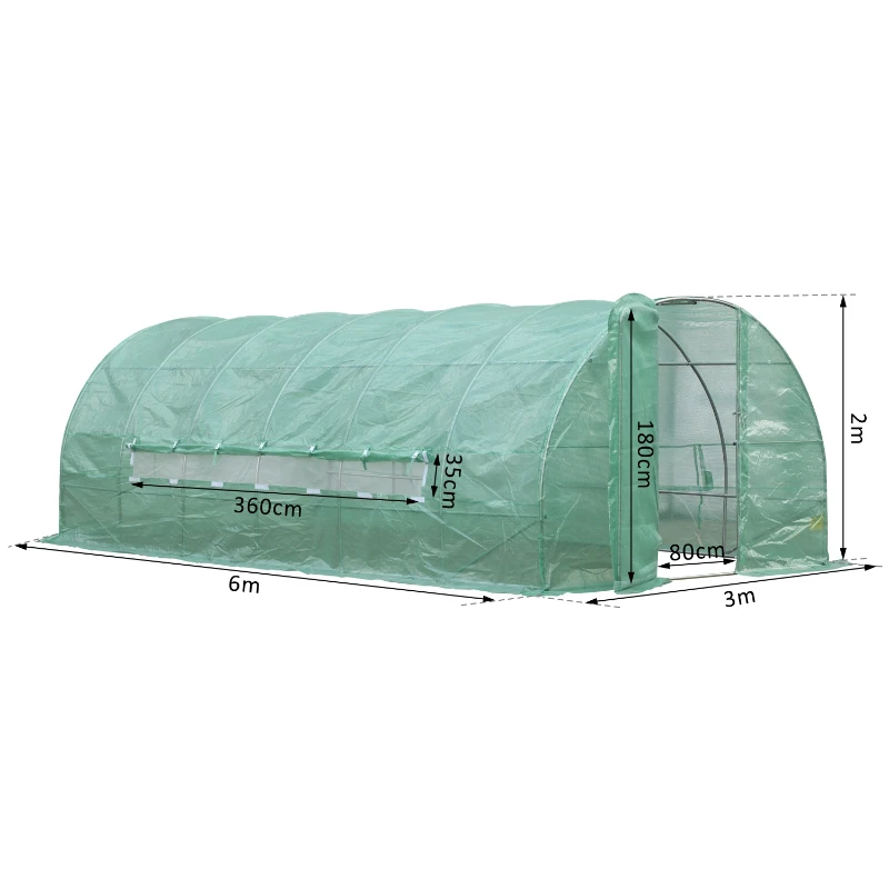 Outsunny Serre de Jardin Tunnel en Métal Vert 600 x 300 x 200 cm
