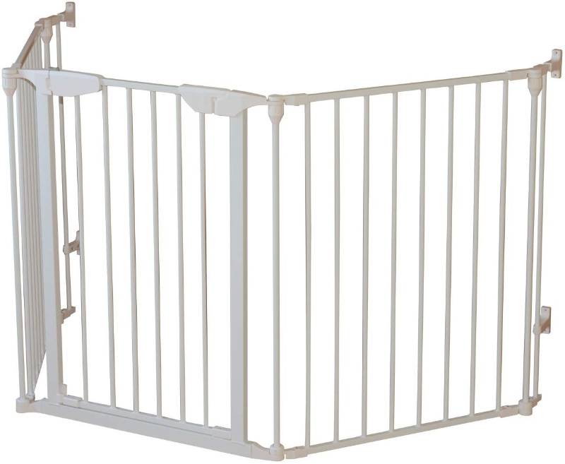 Pawhut 3 Panels Metal Freestanding Pets Safety Gate BarrierWhite