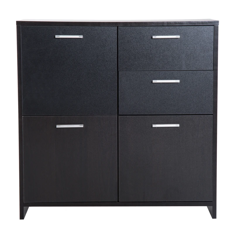 HOMCOM Storage Cabinet with 3 Doors 2 Drawers-Black