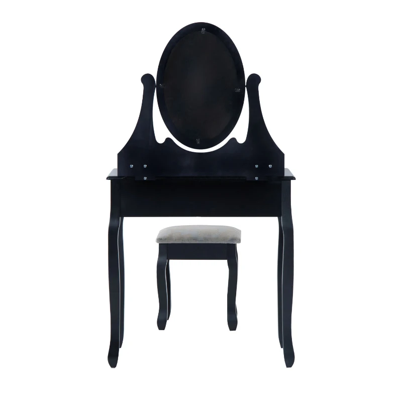 HOMCOM 3-Drawers Dressing Table Set W/ Mirror & Stool-Black