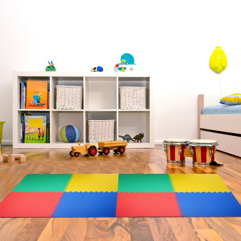HOMCOM Interlocking Floor 8 Pcs EVA Mats Set-Multi Coloured