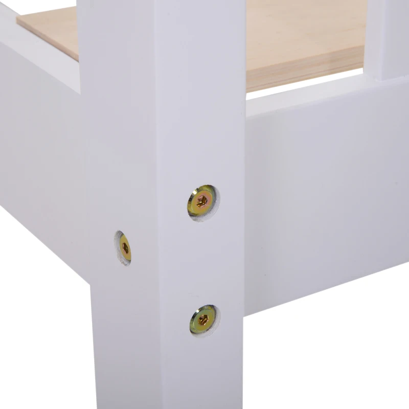 HOMCOM Double Bed Solid Pine Wooden Frame, 208L x 143W x 82Hcm-White and Oak