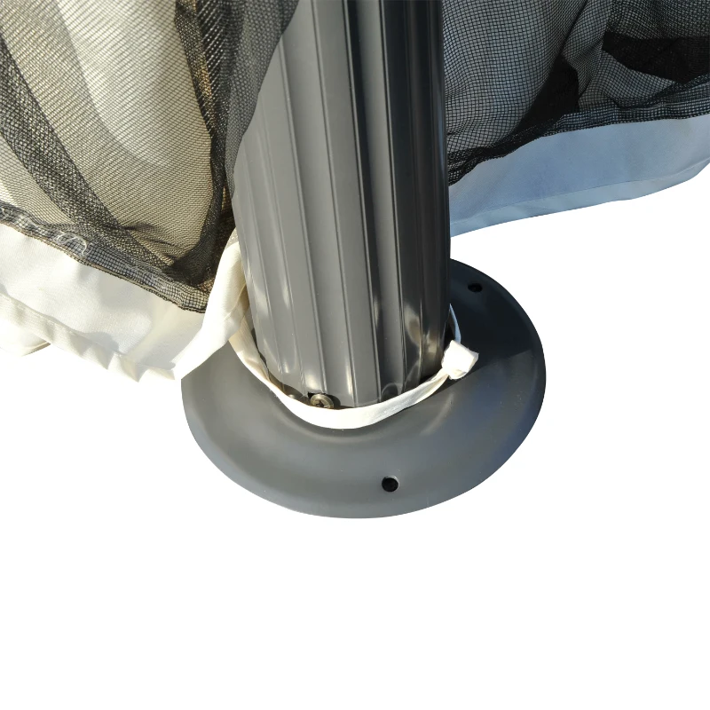 Tonnelle barnum style colonial 3 x 3 x 2,7 m 4 moustiquaires et toiles avec zip crème et noir - OUTSUNNY