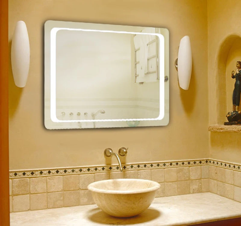 HOMCOM Bathroom LED Illuminated Mirror, 70×50×3.5cm