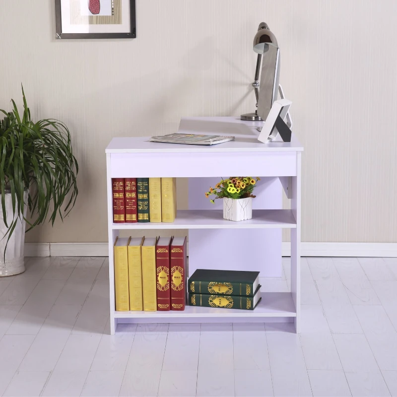 HOMCOM PC Corner Desk W/Storage Drawer Shelf, W118xD77xH76 cm-White