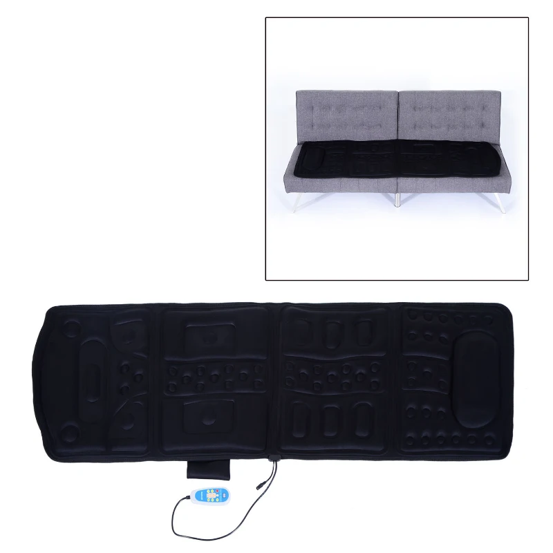HOMCOM 10-Motor Heated Vibration Massage Plush Mat - Black