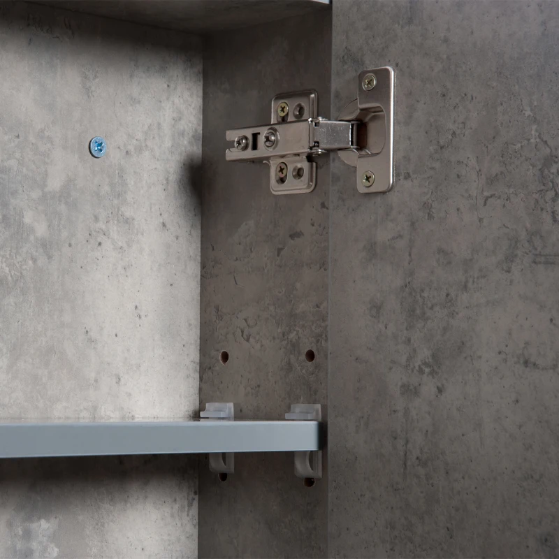 Kleankin Wall-Mount Bathroom LED Mirrored Cabinet, 63Wx68Hx13.5T cm-Cement Grey