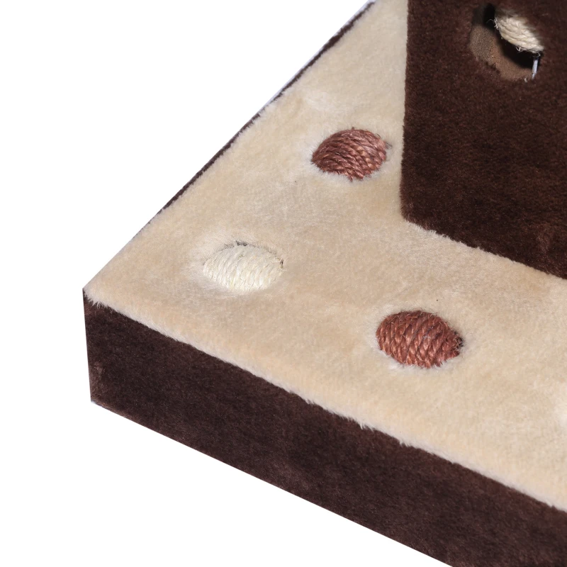 PawHut Cat Tree, Plush, 35Lx 35Wx60.5H cm-Beige/Coffee