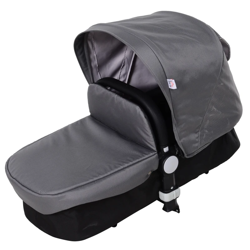 HOMCOM 3-in-1 Travel System Lightweight Versatile Stroller Easy Infant Car Seat Transfer Storage Basket Travel Stroller Grey