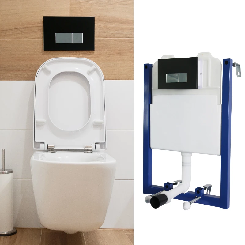 HOMCOM Toilet Installation System, Cistern Capacity 7L-White/Blue