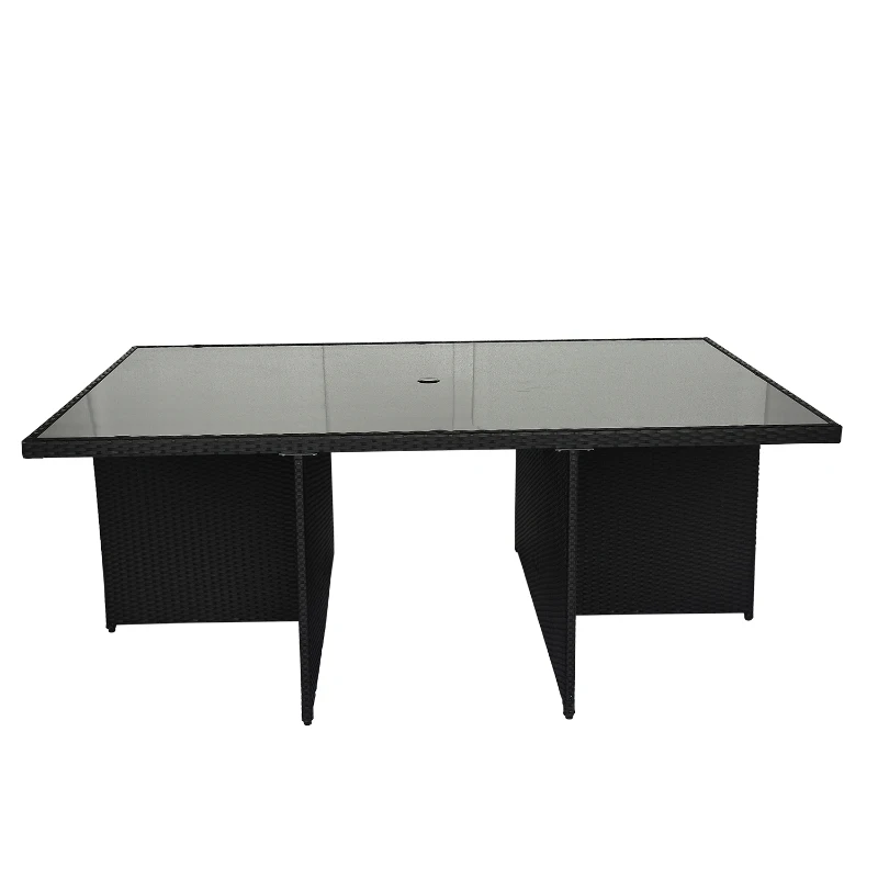 Outsunny 11 PC Rattan Dining Set-Black