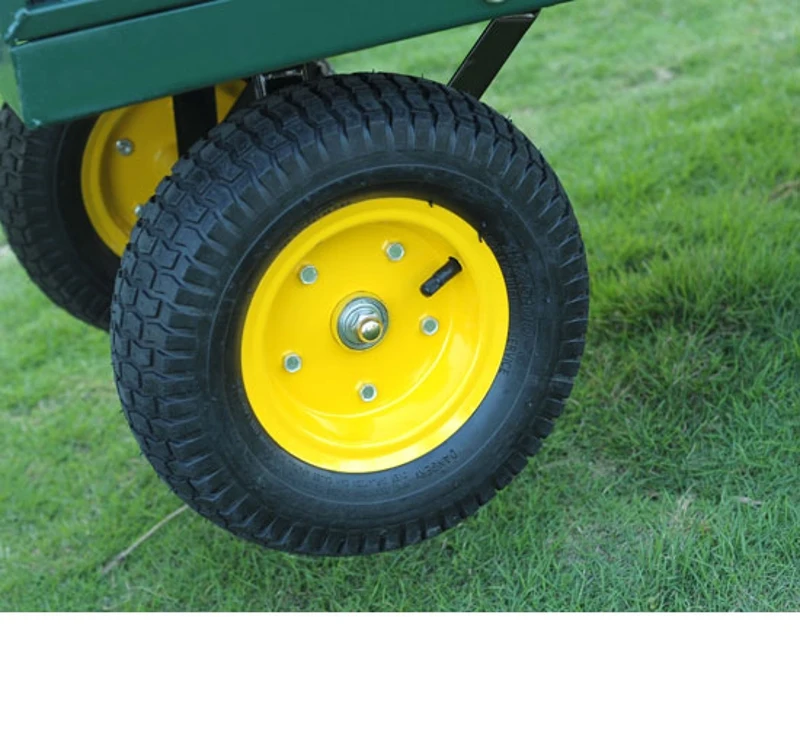 Outsunny Chariot de Transport à 4 Roues en Métal Vert 98 x 45 x 85 cm
