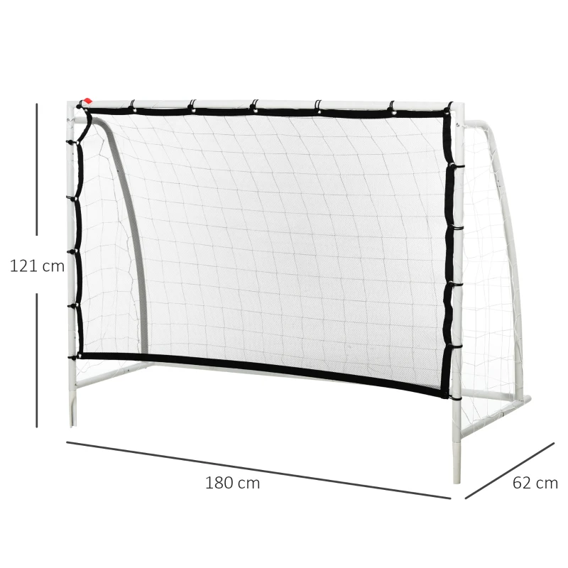 HOMCOM 6ft x 4ft 3-in-1 Target Goal Rebounder Net Practise Soccer Football Training for Teens Adult Play Teaching Ball