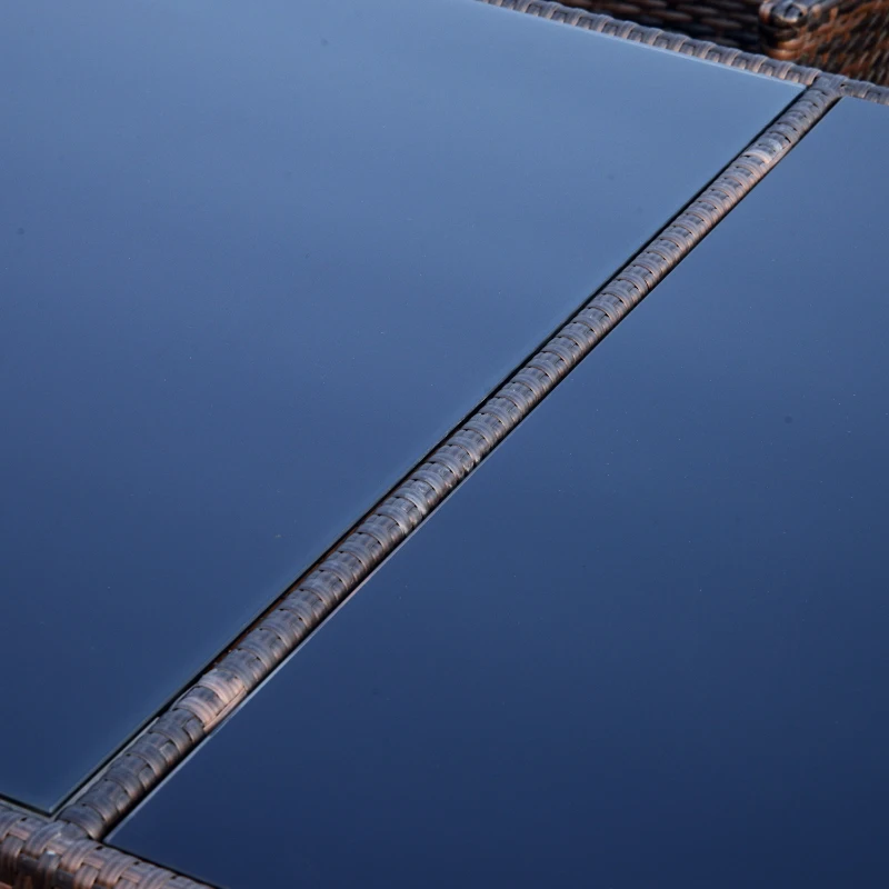 Outsunny 7 Pieces Rattan Dining Set, Galvanized Steel-Brown