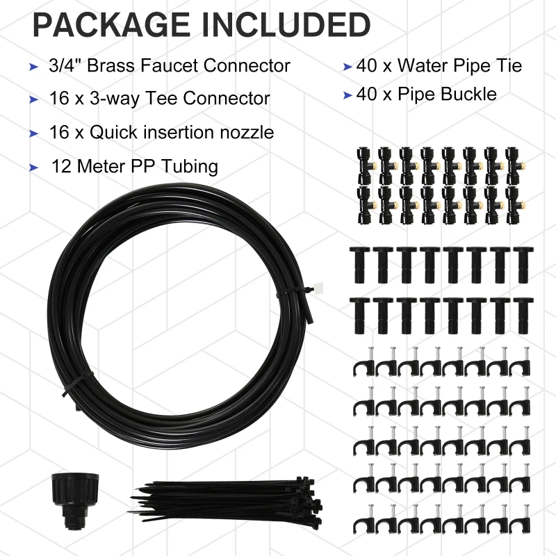 HOMCOM Plastic 16 Nozzle Landstrip Cooling Mist System Black