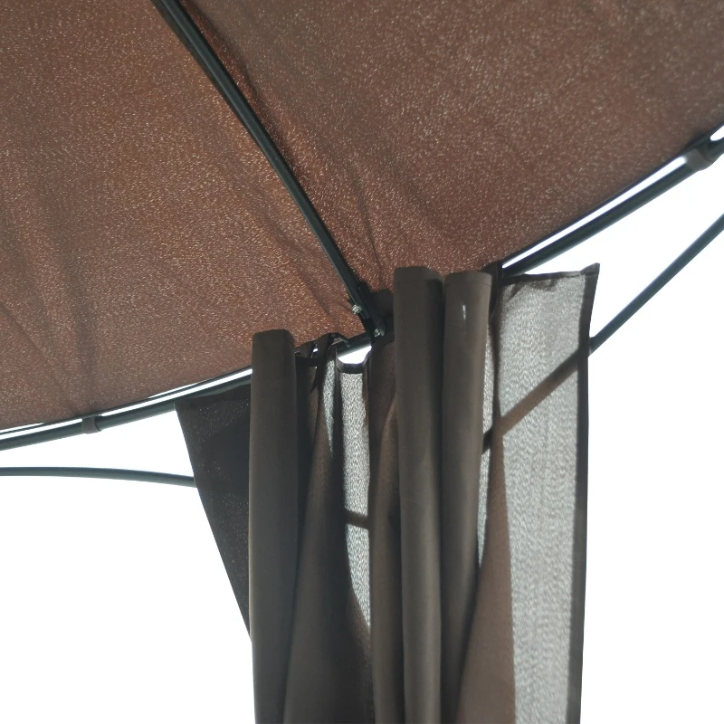 Outsunny Φ365x275Hcm  Round Gazebo W/Sidewall-Coffee