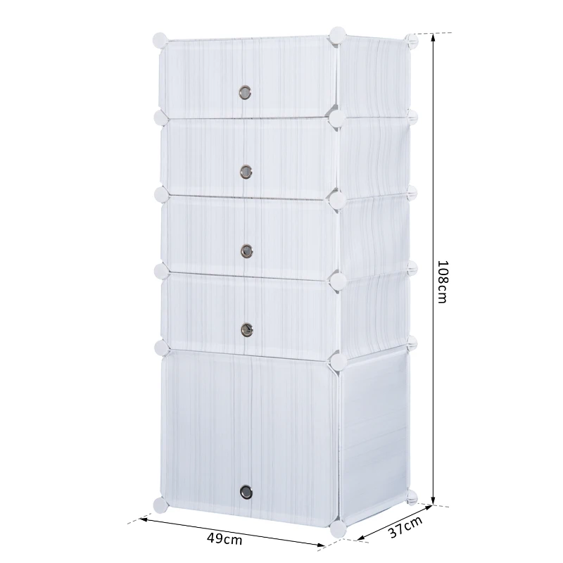 HOMCOM Deep 5 Cubes Shelf-White