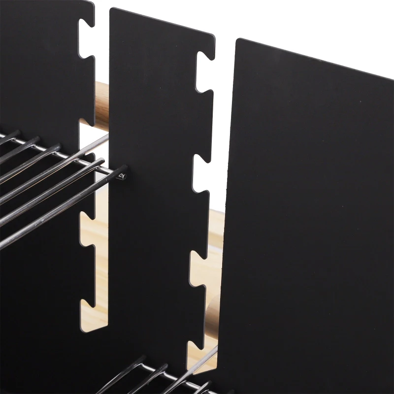 Outsunny Charcoal BBQ Grill, Cold-Rolled Iron, Fir Wood, 138Lx52.5Wx101H cm-Black