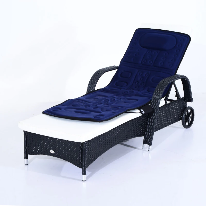 HOMCOM 10-Motor Heated Vibration Massage Plush Mat-Blue