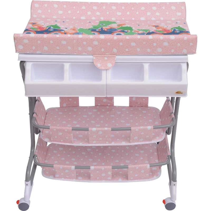 HOMCOM Baby Bath/Changing Table W/ Tub-Pink