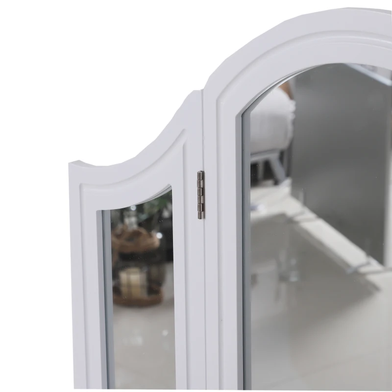 HOMCOM Dressing Table Set W/ Stool and Mirrored Desk-White