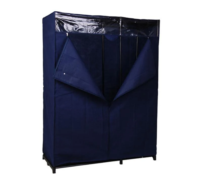 HOMCOM Portable Double Canvas Wardrobe 110x45x175 cm-Blue