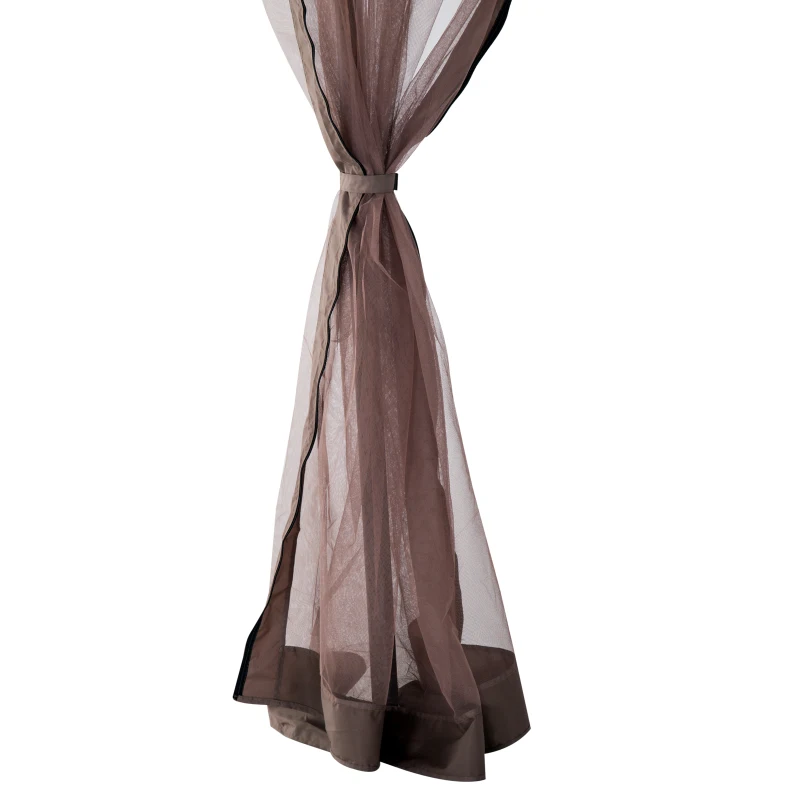 Outsunny 3.5x3.5 m Gazebo W/Mesh Walls-Light Brown/Black