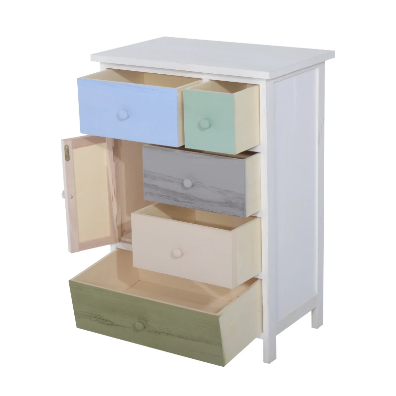 HOMCOM Wood Storage Cabinet Chest of Drawers Unit Wooden Multicolor Drawer Organiser Bedroom Furniture