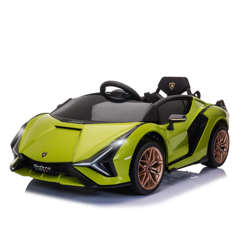 HOMCOM Lamborghini Sian Licensed 12V Kids Electric Ride On Car 2 Motors Toy Car with Remote Control Music Lights MP3 for 3-5 Years Green