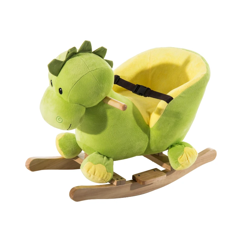 HOMCOM Childrens Plush Ride on Rocking Toy Dinosaur-Green/Yellow