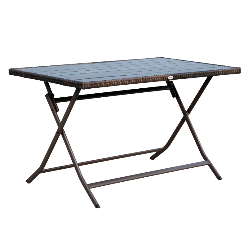 Outsunny 7pc Patio Wicker Rattan Dining Set-Brown