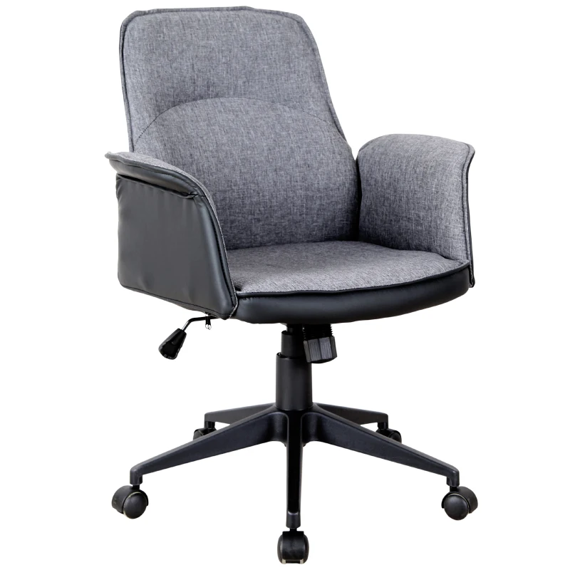 Vinsetto Modern Home Office Chair Computer Seat Adjustable Height w/ Swivel Rock Grey