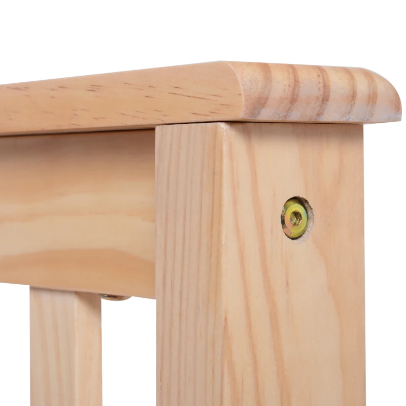 HOMCOM Double Bed Solid Pine Wooden Frame, 208L x 143W x 82Hcm-Natural Wood Colour