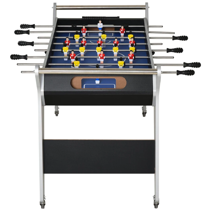 HOMCOM 4.8ft Foosball Table Football Game Table Trolley with Wheels for Indoor Outdoor Soccer Game Kids Family Play Sports Fun