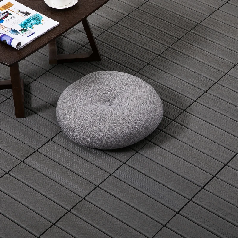 Outsunny Interlocking Decking Tiles, High-density Polyethylene, 30x30cm, 11pcs-Grey