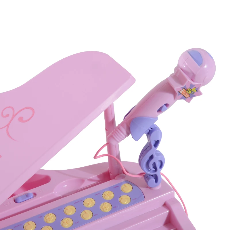 HOMCOM Mini Electronic  Piano W/Microphone-Pink