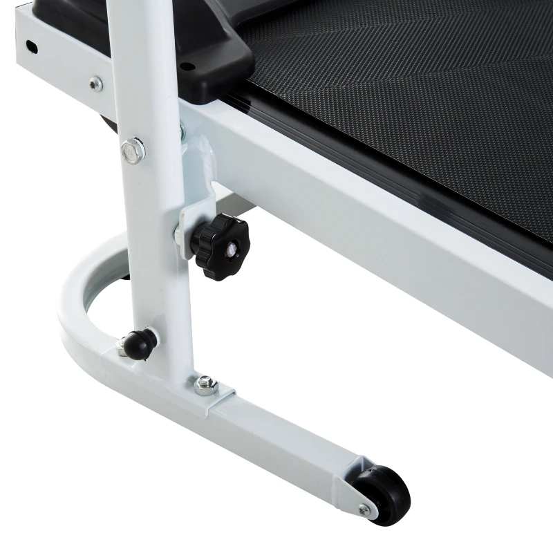 HOMCOM Twin Flywheel Folding  Manual Treadmill for Home Gym-Black/White