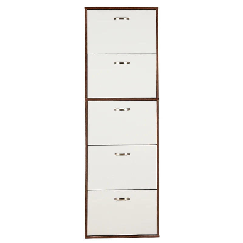 Homcom Armoire à Chaussures Blanc et Marron Foncé 60 x 28 x 189 cm