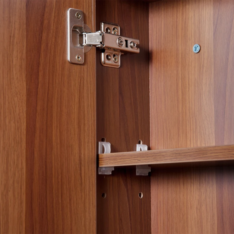 Kleankin Wall-Mount Bathroom LED Mirrored Cabinet, 63Wx68Hx13.5T cm-Light Walnut