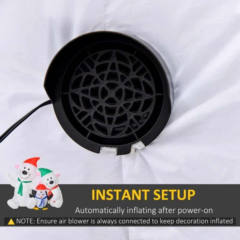 HOMCOM 4ft Christmas Inflatable Decoration with Two Bears and Penguin Light Up Outdoor Blow Up Decorations Xmas Decor for Holiday Party Garden