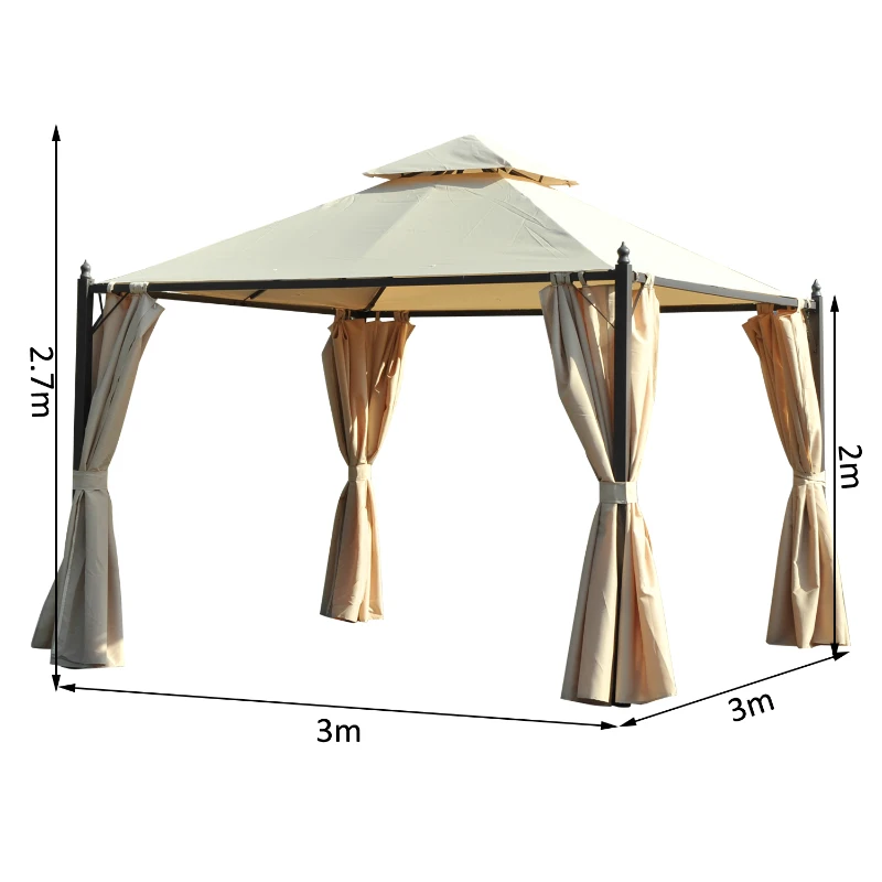 Outsunny Tente de Réception Style Colonial Beige 201 x 43,5 x 22 cm