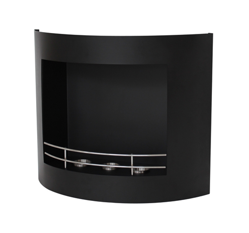 CHEMINEE BIO ETHANOL MURALE A GEL ACIER INOXYDABLE 3 BRULEURS DESIGN NOIR NEUF 26