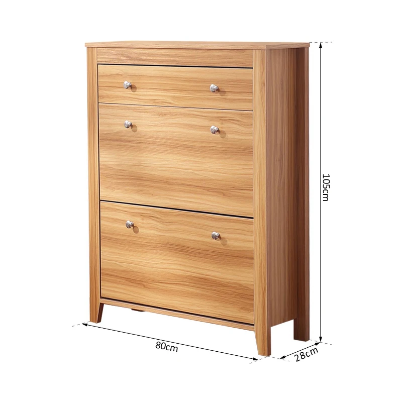 HOMCOM 2 Tier 1 Drawer Shoe Cabinet-Oak