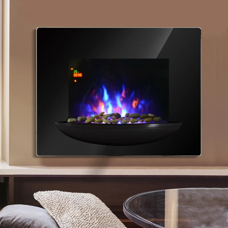 HOMCOM Wall Mount 1800W Electric Fire Place-Black